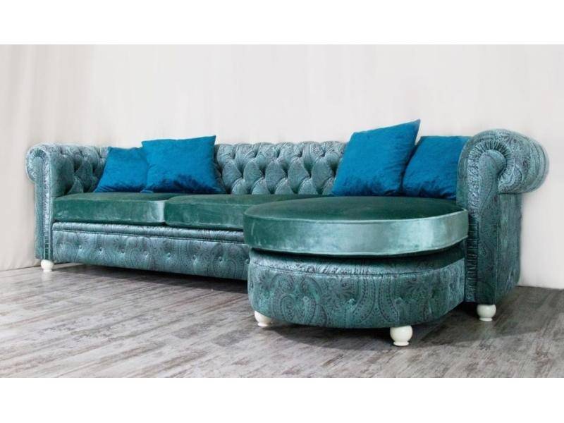 диван chesterfield с оттоманкой в Чите