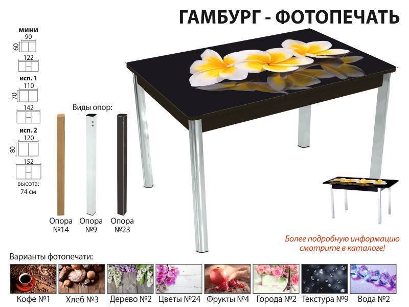 стол обеденный гамбург фотопечать в Чите