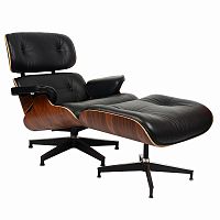 кресло eames style lounge chairчерное с коричневым в Чите