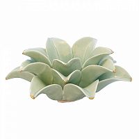 подсвечник керамический в виде лотоса с золотыми лепестками flower lotus pale green medium, 12 см в Чите