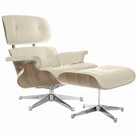 кресло eames style lounge chair & ottoman кремовое в Чите