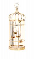 подсвечник-фонарь золотой на 4 свечи клетка shabby, 58 см в Чите