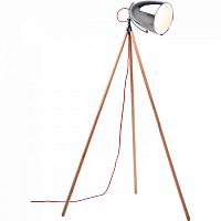 торшер chromatic tripod хром на деревянном основании в Чите