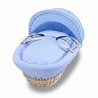 колыбель-переноска gift wicker moses basket натуральная, голубое белье в Чите