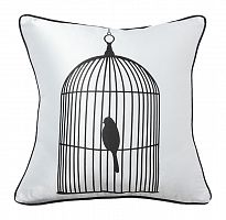 подушка с птичкой в клетке birdie in a cage white в Чите