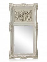 зеркало настенное прямоугольное в высокой белой раме францини distressed chalk white в Чите