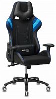 игровое кресло бюрократ бюрократ viking 4 aero, обивка: искусственная кожа, цвет: иск.кожа черная/ткань черная 26-28/сетка синяя(tw-10)-голубая(tw-55)-серая(tw-12) в Чите