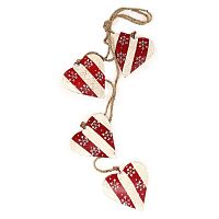 гирлянда новогодняя подвесная сердца в красную полоску со снежинками christmas hearts, 60 см в Чите
