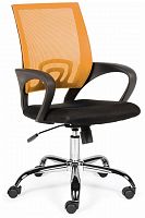 кресло компьютерное спринг(orange - black) база хром / оранжевая сетка / черная ткань в Чите