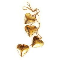 гирлянда новогодняя подвесная сердца золотые golden hearts, 65 см в Чите
