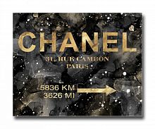 постер chanel на чёрном в золотом a4 в Чите