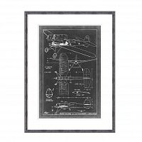постер aeronautic blueprint 2 черный в Чите