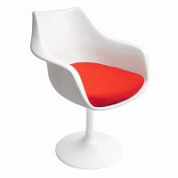 кресло tulip armchair бело-красное шерсть в Чите