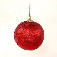 шар новогодний красный с блестящими чешуйками paper ball, 10 см в Чите
