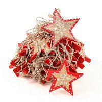 набор елочных украшений звезда деревянная с красным ободком christmas stars, 30 штук в Чите