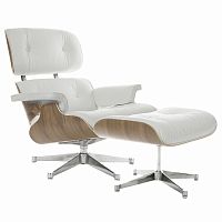 кресло eames style lounge chair & ottoman белое в Чите