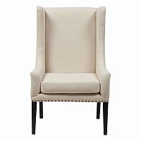 кресло мягкое с ушами белое nailhead fabric armchair в Чите