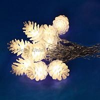 светодиодная гирлянда «шишки» 280см белая (09582) uniel uld-s0280-020/dta warm white ip20 pine cones в Чите