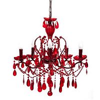 люстра 19th c. rococo iron & smoke crystal round (красная) красная в Чите