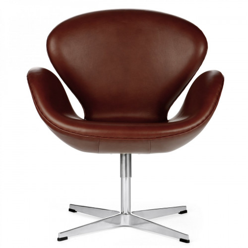кресло swan chair кожа коричневое в Чите