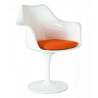 кресло tulip armchair бело-оранжевое шерсть в Чите