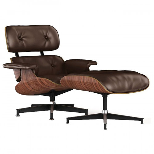 кресло lounge chair & ottoman коричневое в Чите