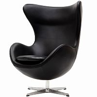 кресло с подлокотниками arne jacobsen style egg chair черное в Чите