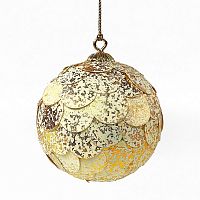 шар новогодний золотой с мраморными чешуйками paper ball, 10 см в Чите