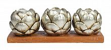 подсвечник сеербряный на 3 свечи на подставке шишки fir cone, 28 см в Чите