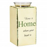 подсвечник деревянный бежевый со стеклом дом там, где сердце provence white, 18 см в Чите