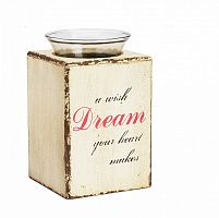 подсвечник деревянный бежевый со стеклом мечта твоего сердца provence cream, 15 см в Чите
