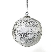 шар новогодний серебряный с мраморными чешуйками paper ball, 10 см в Чите
