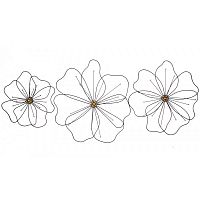 панно на стену из металла 3 в 1 black flowers / чёрные цветы в Чите