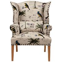 кресло мягкое с ушами quinn tufted armchair бежевое с рисунком в Чите