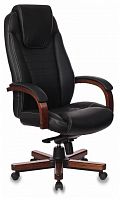 кресло для руководителя бюрократ бюрократ t-9923 walnut, обивка: натуральная кожа, цвет: кожа (black) в Чите