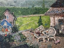 картина маслом во дворе в Чите